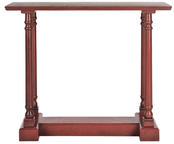 Regan Console Table - Elegant Pine Furniture in Rust Red Finish for Stylish Home Decor Displays