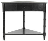 Safavieh Gomez Corner Table Storage Drawer Distressed Black Wood Water Based Paint Pine Aluminum Alloy AMH5709B 683726471301