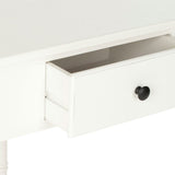 Safavieh Gomez Corner Table Storage Drawer Distressed Cream Wood Water Based Paint Pine Aluminum Alloy AMH5709C 683726471318