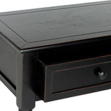 Safavieh Samantha Console Distressed Black Wood Water Based Paint Pine Aluminum Alloy AMH5710B 683726471363