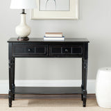 Safavieh Samantha Console Distressed Black Wood Water Based Paint Pine Aluminum Alloy AMH5710B 683726471363