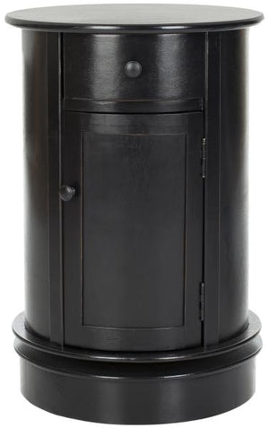 Safavieh Tabitha Accent Table Distressed Black Wood Water Based Paint Pine Aluminum Alloy AMH5712B 683726471462