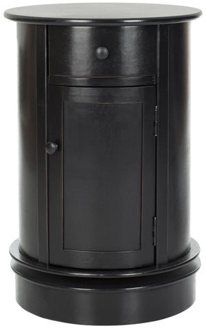 Safavieh Tabitha Accent Table Distressed Black Wood Water Based Paint Pine Aluminum Alloy AMH5712B 683726471462