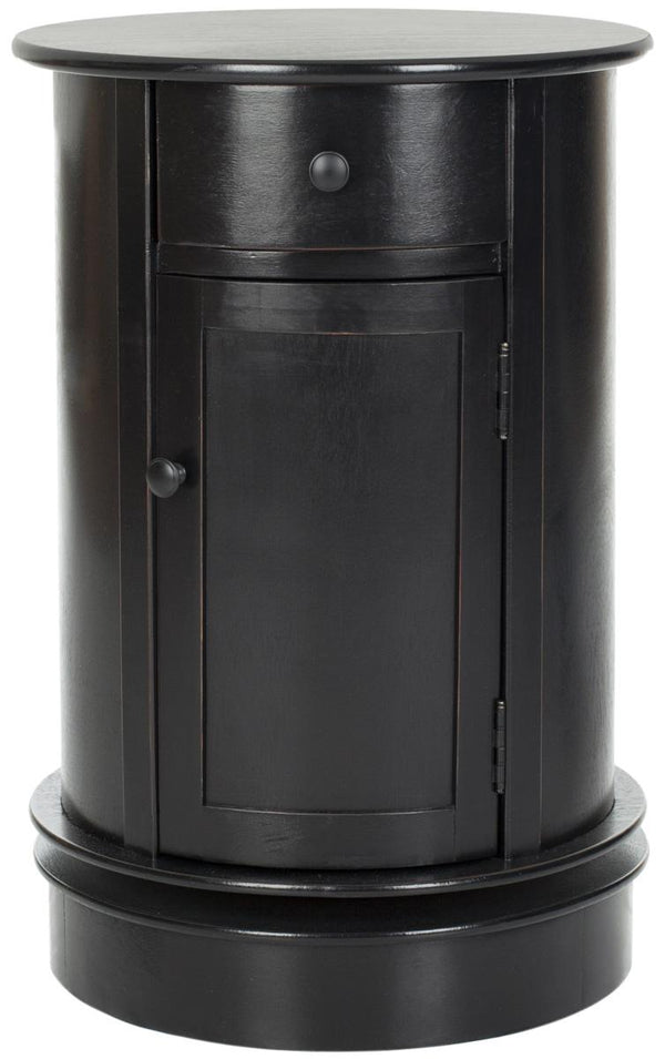 Safavieh Tabitha Accent Table Distressed Black Wood Water Based Paint Pine Aluminum Alloy AMH5712B 683726471462