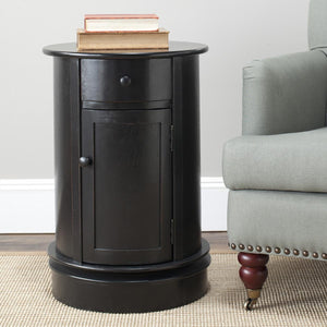 Safavieh Tabitha Accent Table Distressed Black Wood Water Based Paint Pine Aluminum Alloy AMH5712B 683726471462