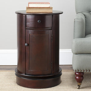 Safavieh Tabitha Accent Table Dark Cherry Wood Water Based Paint Pine Aluminum Alloy AMH5712D 683726471493