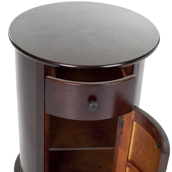 Safavieh Tabitha Accent Table Dark Cherry Wood Water Based Paint Pine Aluminum Alloy AMH5712D 683726471493