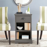 Safavieh Griffin Side Table Grey Wood Water Based Paint Pine MDF Veneer Aluminum Alloy AMH5719A 683726134947