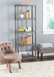 Safavieh Odessa Bookcase 5 Tier Grey Wood Water Based Paint Pine MDF Veneer Aluminum Alloy AMH5721A 683726135135