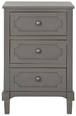 Safavieh Rosaleen Side Chest Three Drawer Grey Wood Water Based Paint Pine MDF Veneer Aluminum Alloy AMH5723A 683726135210