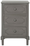 Safavieh Rosaleen Side Chest Three Drawer Grey Wood Water Based Paint Pine MDF Veneer Aluminum Alloy AMH5723A 683726135210