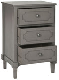 Safavieh Rosaleen Side Chest Three Drawer Grey Wood Water Based Paint Pine MDF Veneer Aluminum Alloy AMH5723A 683726135210