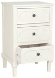 Safavieh Rosaleen Side Chest White Wood Water Based Paint Pine MDF Veneer Aluminum Alloy AMH5723B 683726135227