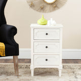 Safavieh Rosaleen Side Chest White Wood Water Based Paint Pine MDF Veneer Aluminum Alloy AMH5723B 683726135227