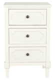 Safavieh Rosaleen Side Chest White Wood Water Based Paint Pine MDF Veneer Aluminum Alloy AMH5723B 683726135227