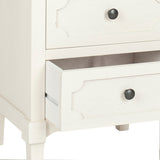 Safavieh Rosaleen Side Chest White Wood Water Based Paint Pine MDF Veneer Aluminum Alloy AMH5723B 683726135227