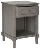 Safavieh Rosaleen Side Table Storage Grey Wood Water Based Paint Pine MDF Veneer Aluminum Alloy AMH5726A 683726135272