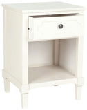 Safavieh Rosaleen Side Table Storage White Wood Water Based Paint Pine MDF Veneer Aluminum Alloy AMH5726B 683726135395