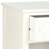 Safavieh Rosaleen Side Table Storage White Wood Water Based Paint Pine MDF Veneer Aluminum Alloy AMH5726B 683726135395