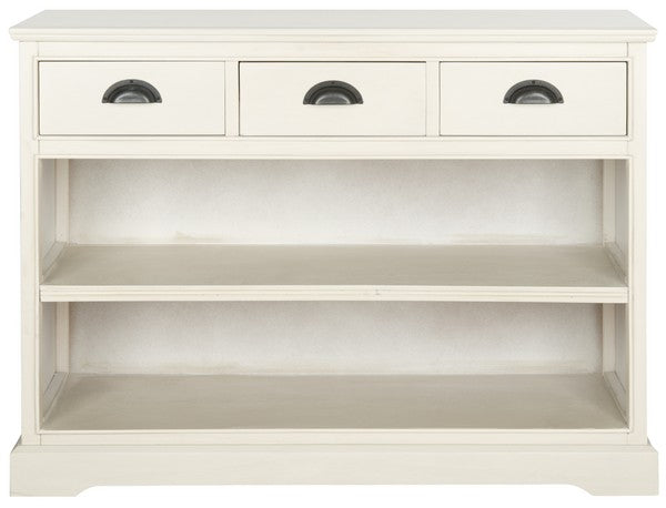 Safavieh Prudence Bookshelf Unit White Wood Water Based Paint Pine MDF Veneer Aluminum Alloy AMH5727B 683726135449