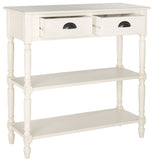 Safavieh Salem Console Table Storage White Wood Water Based Paint Pine MDF Veneer Aluminum Alloy AMH5732B 683726135593