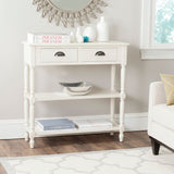 Safavieh Salem Console Table Storage White Wood Water Based Paint Pine MDF Veneer Aluminum Alloy AMH5732B 683726135593