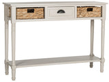 Safavieh Christa Console Table Storage Vintage Grey Wood Water Based Paint Pine Aluminum Alloy AMH5737D 889048038851