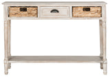 Safavieh Christa Console Table Storage Vintage White Wood Water Based Paint Pine Aluminum Alloy AMH5737E 889048038868