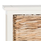 Safavieh Vedette Tower 5 Wicker Basket Storage Distressed White Wood Water Based Paint Pine AMH5739B 889048038936