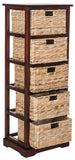 Safavieh Vedette Tower 5 Wicker Basket Storage Cherry Wood Water Based Paint Pine AMH5739C 889048038943