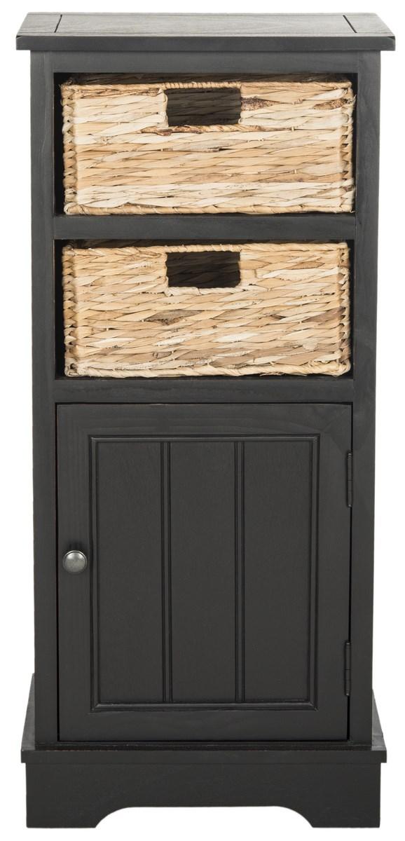 Safavieh Connery Cabinet Distressed Black Wood Water Based Paint Pine Aluminum Alloy AMH5742A 889048039070