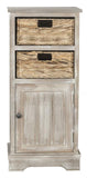 Safavieh Connery Cabinet Vintage White Wood Water Based Paint Pine Aluminum Alloy AMH5742E 889048039117