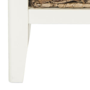 Safavieh Everly Side Table Drawer Distressed White Wood Water Based Paint Pine Aluminum Alloy AMH5743B 889048039131