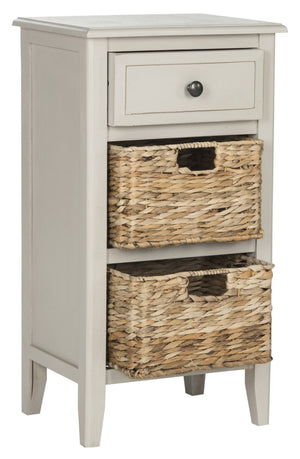 Safavieh Everly Side Table Drawer Vintage Grey Wood Water Based Paint Pine Aluminum Alloy AMH5743D 889048039155