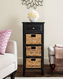 Safavieh Michaela Side Table Drawer Distressed Black Wood Water Based Paint Pine Aluminum Alloy AMH5744A 889048039186