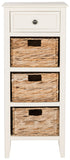 Safavieh Michaela Side Table Drawer Distressed White Wood Water Based Paint Pine Aluminum Alloy AMH5744B 889048039193