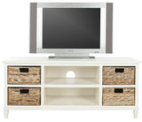 Safavieh Rooney Entertainment Unit Distressed White Wood Water Based Paint Pine AMH5745B 889048039254