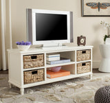 Safavieh Rooney Entertainment Unit Distressed White Wood Water Based Paint Pine AMH5745B 889048039254