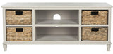 Safavieh Rooney Entertainment Unit Vintage Grey Wood Water Based Paint Pine AMH5745D 889048039278