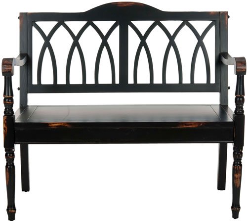 Safavieh Benjamin Bench Distressed Black Wood NC Coating Pine AMH6500B 683726740773