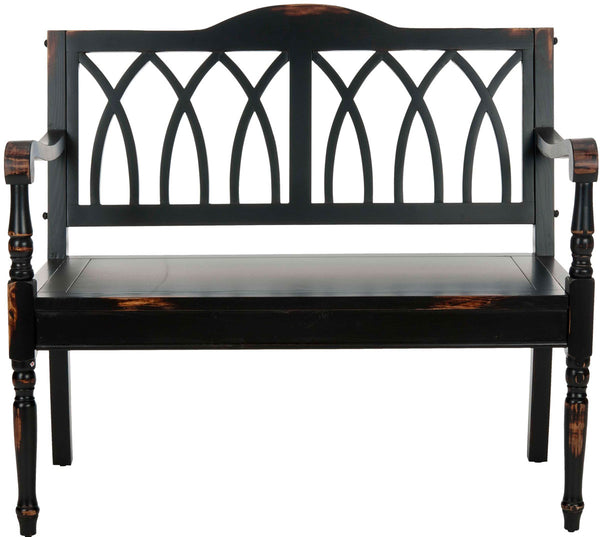 Safavieh Benjamin Bench Distressed Black Wood NC Coating Pine AMH6500B 683726740773