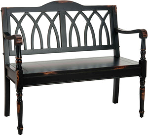 Safavieh Benjamin Bench Distressed Black Wood NC Coating Pine AMH6500B 683726740773