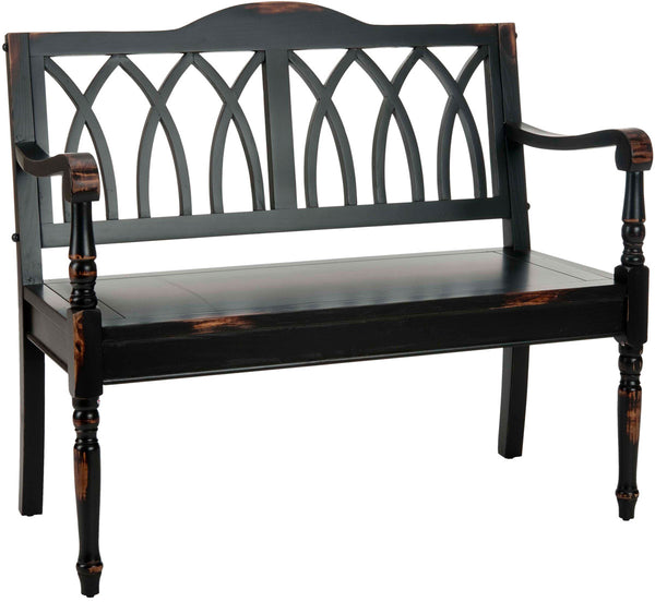 Safavieh Benjamin Bench Distressed Black Wood NC Coating Pine AMH6500B 683726740773
