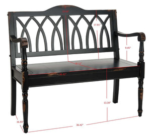 Safavieh Benjamin Bench Distressed Black Wood NC Coating Pine AMH6500B 683726740773