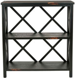 Safavieh Lucas Etagere 2 Tier Low Distressed Black Wood NC Coating Pine AMH6501A 683726572985