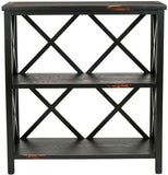 Lucas Etagere 2 Tier Low Distressed Black Wood NC Coating Pine