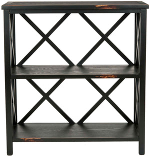 Safavieh Lucas Etagere 2 Tier Low Distressed Black Wood NC Coating Pine AMH6501A 683726572985