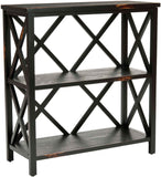 Safavieh Lucas Etagere 2 Tier Low Distressed Black Wood NC Coating Pine AMH6501A 683726572985