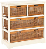 Safavieh Jackson Storage Unit 4 Drawer Barley Cane Wood NC Coating Poplar AMH6504A 683726573012