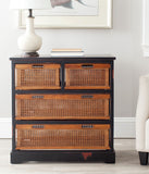 Safavieh Jackson Storage Unit 4 Drawer Antique Black Cane Wood NC Coating Pine AMH6504B 683726581758